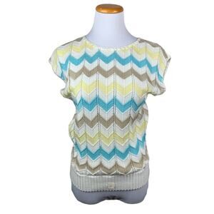 New Vintage Jessica Scott Sweater Sleeveless Zig Zag Pullover Women’s L